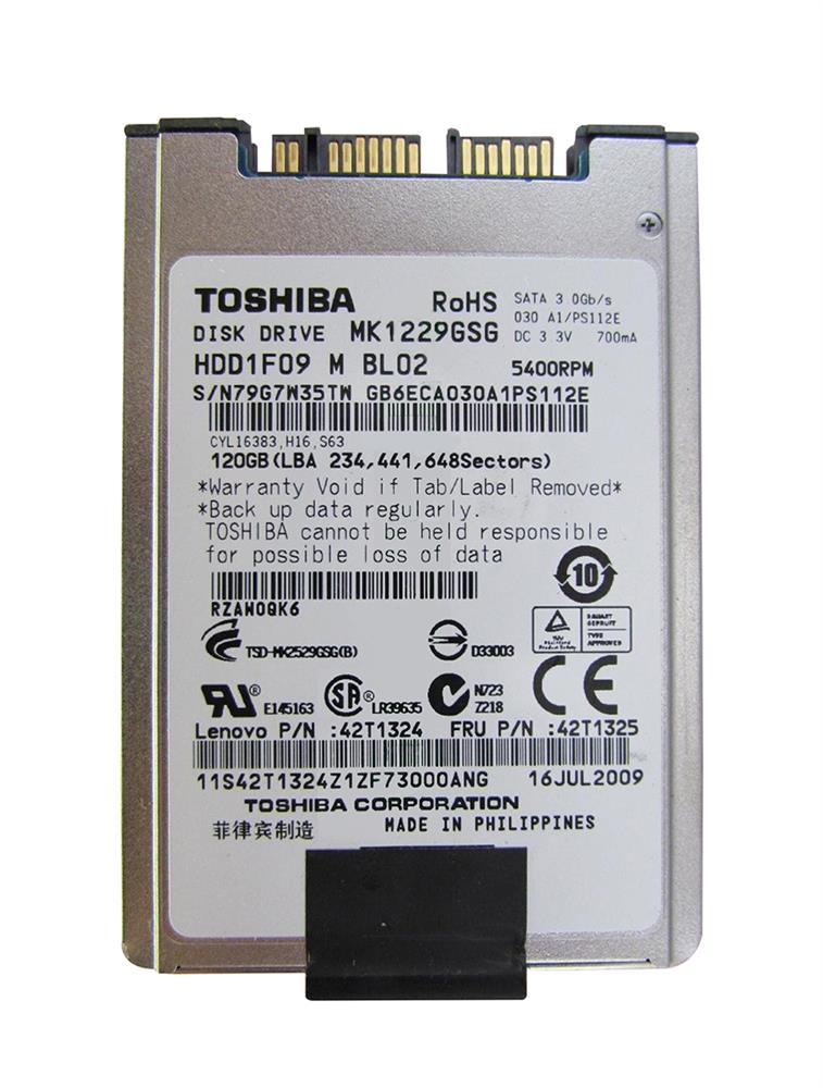 42T1325 IBM Lenovo 120GB 5400RPM SATA 3Gbps 8MB Cache 1.8-inch Internal Hard Drive