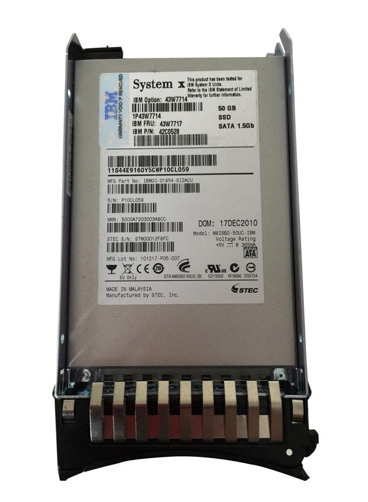 43W7717 IBM 50GB SATA 1.5Gbps Hot Swap 2.5-inch Internal Solid State Drive (SSD)
