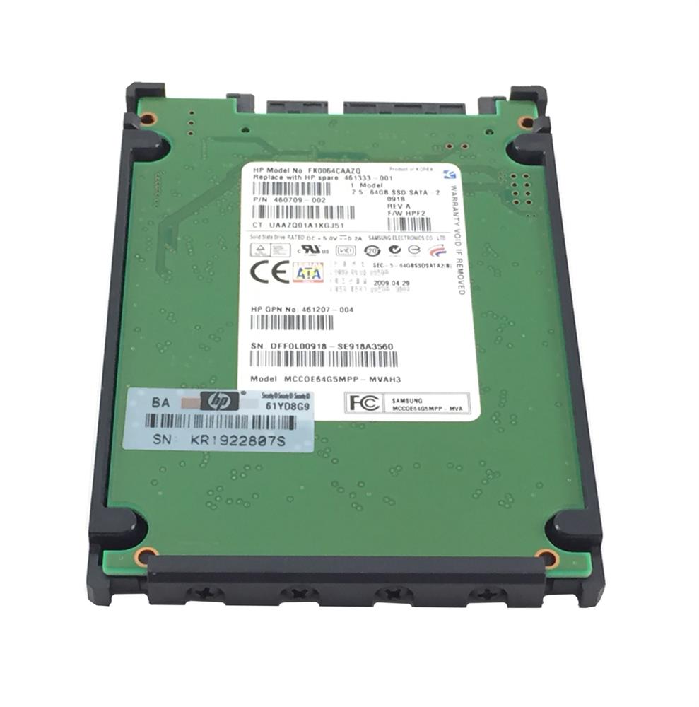 461207-004 HP 64GB SLC SATA 3Gbps 2.5-inch Internal Solid State Drive (SSD)
