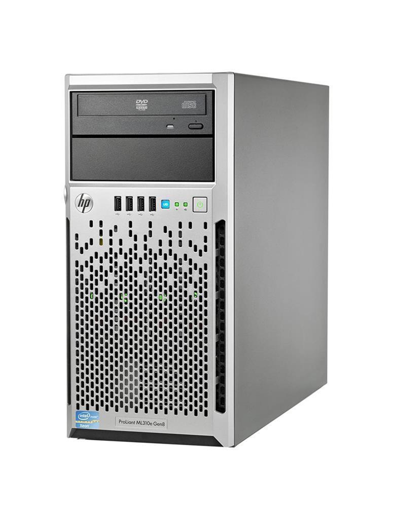 470065-807 HP ProLiant ML310e Gen8 Server Xeon E3-1220v3 3.1Ghz 4-Core Processor 2GB PC3-12800E Memory 1TB LFF SATA DVD-RW Smart Array P222/512MB FBWC Controller 1GB 2-port 332i Ethernet Adapter 350Watt Power Supply (Refurbished)