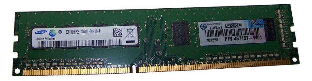 497157-W01 HP 2GB PC3-10600 DDR3-1333MHz non-ECC Unbuffered CL9 240-Pin DIMM Single Rank Memory Module
