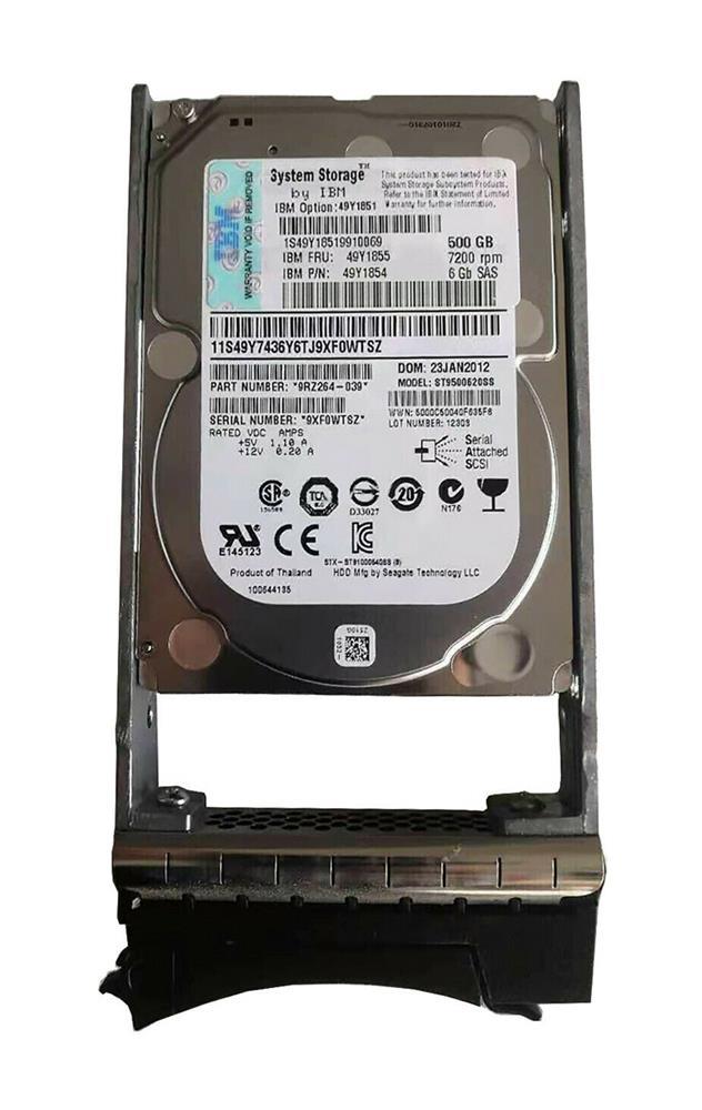 49Y1851-C3 IBM 500GB 7200RPM SAS 6Gbps Nearline Hot Swap 64MB Cache 2.5-inch Internal Hard Drive