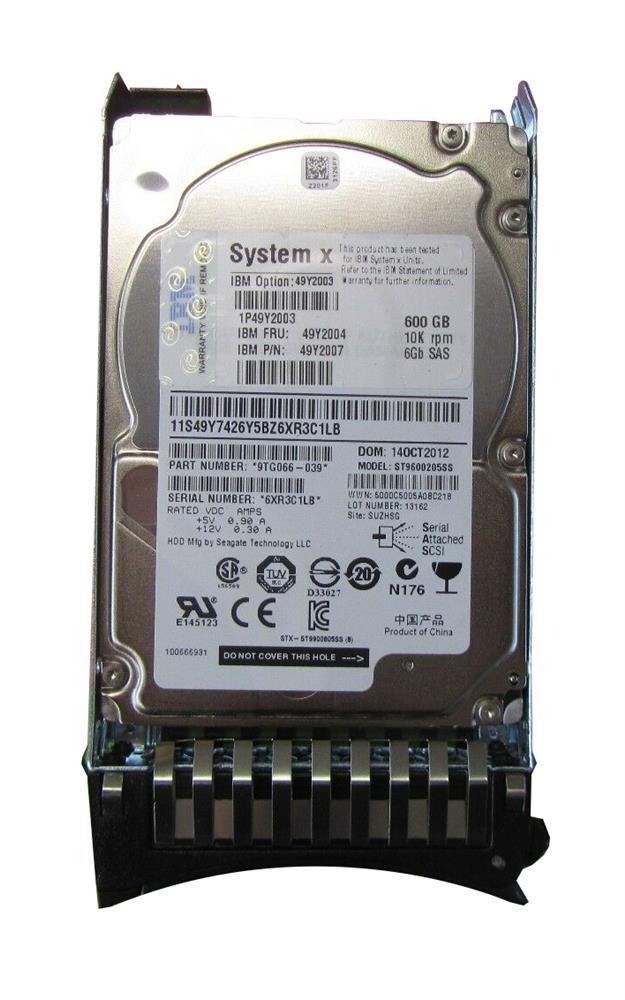 49Y200301 IBM 600GB 10000RPM SAS 6Gbps Hot Swap 64MB Cache 2.5-inch Internal Hard Drive