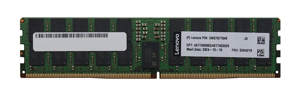 4X77A93529 Lenovo 128GB DDR5-6400MHz PC5-51200 ECC Registered CL46 288-Pin DIMM 1.1V Dual Rank Memory Module