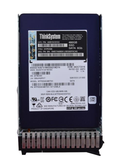 4XB0F28680-06 Lenovo 480GB MLC SATA 6Gbps Value Read-Optimized 2.5-inch Internal Solid State Drive (SSD) for ThinkServer RS-Series