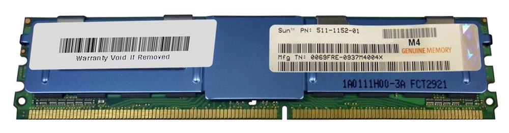 511-1152-02 Sun 4GB PC2-5300 DDR2-667MHz ECC Fully Buffered CL5 240-pin DIMM 1.5V Low Voltage Dual Rank Memory Module
