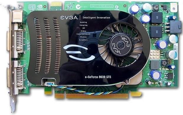 512-P2-N775-A2 EVGA GeForce 8600 GTS SuperClocked 512MB GDDR3 128-Bit Dual DVI/ HDTV/ S-Video/ Composite Out/ HDCP Ready SLI Supported PCI-Express x16 Video Graphics Card