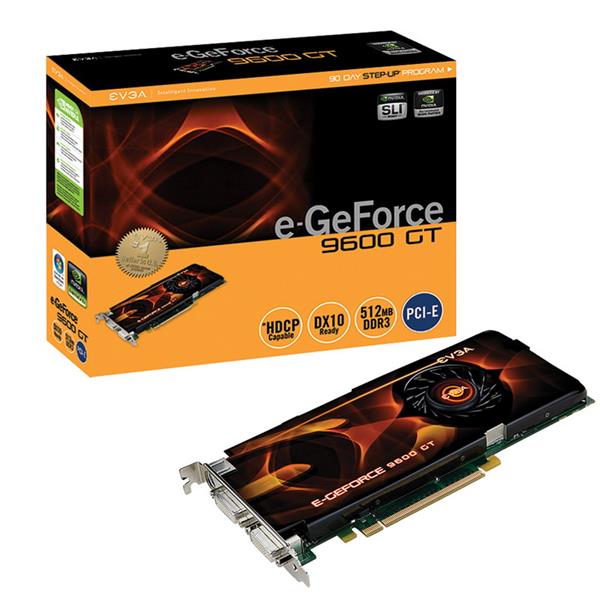 512-P3-N861-B2 EVGA e-GeForce 9600 GT 512MB GDDR3 256-Bit Dual Link DVI-I/ HDTV/ HDCP Support PCI-Express 2.0 x16 Video Graphics Card