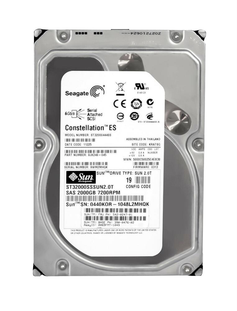 542-0274-N Sun 2TB 7200RPM SAS 6Gbps Hot Swap 16MB Cache 3.5-inch Internal Hard Drive