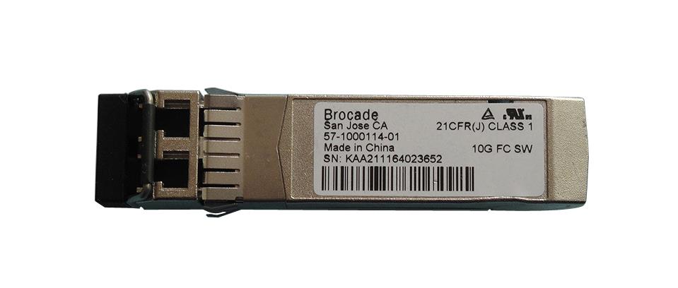 57-1000114-01 Brocade 10Gbps 10GBase-SR Multi-mode Fiber 300m 850nm Fibre Channel Duplex LC Connector SFP+ Transceiver Module