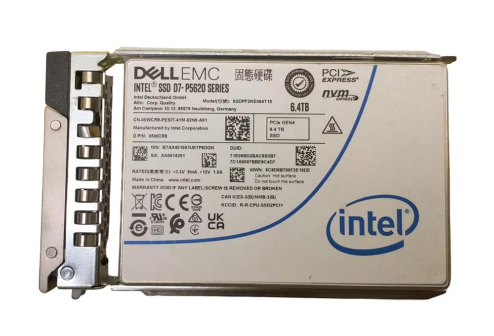 5WCR8 Dell 6.4TB PCI Express 4.0 NVMe 2.5-inch Solid State Drive (SSD)