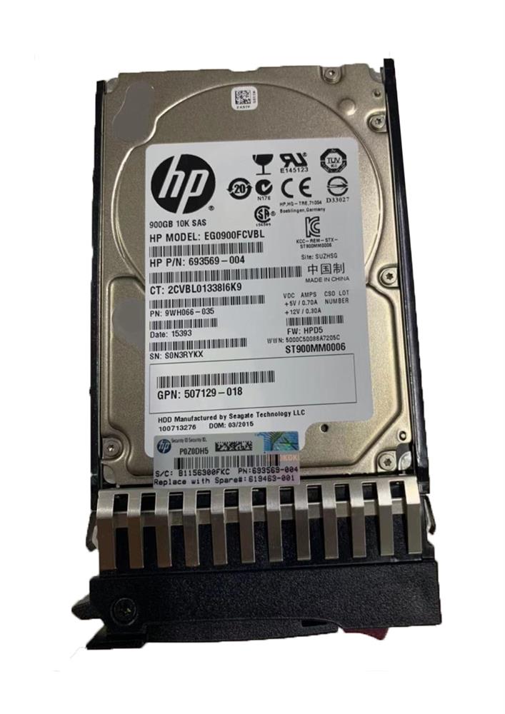 619463-001 HP 900GB 10000RPM SAS 6Gbps Dual Port Hot Swap 2.5-inch Internal Hard Drive