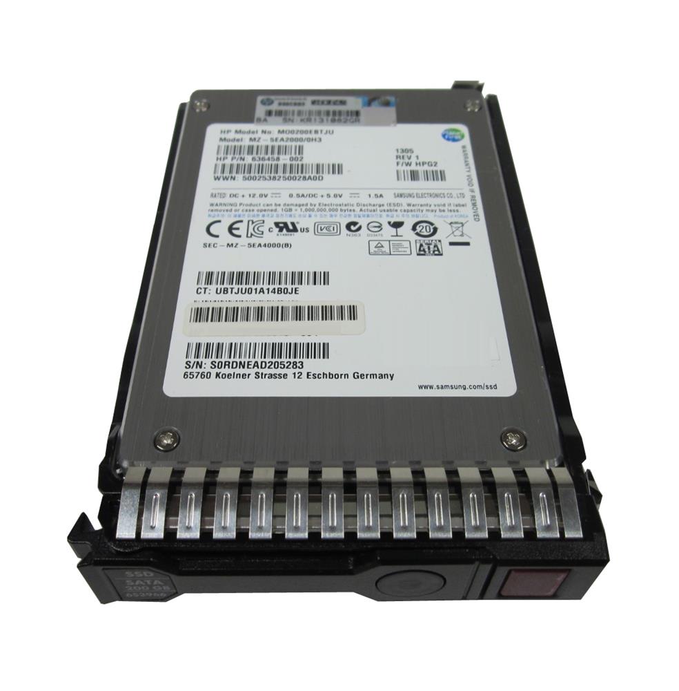 636458-002 HP 200GB MLC SATA 3Gbps 2.5-inch Internal Solid State Drive (SSD)