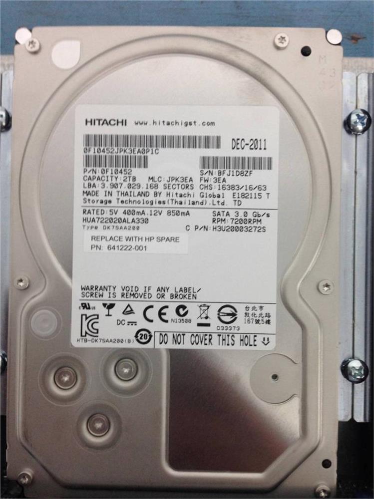 641222-001 HP 2TB 7200RPM SATA 3Gbps Nearline 3.5-inch Internal Hard Drive