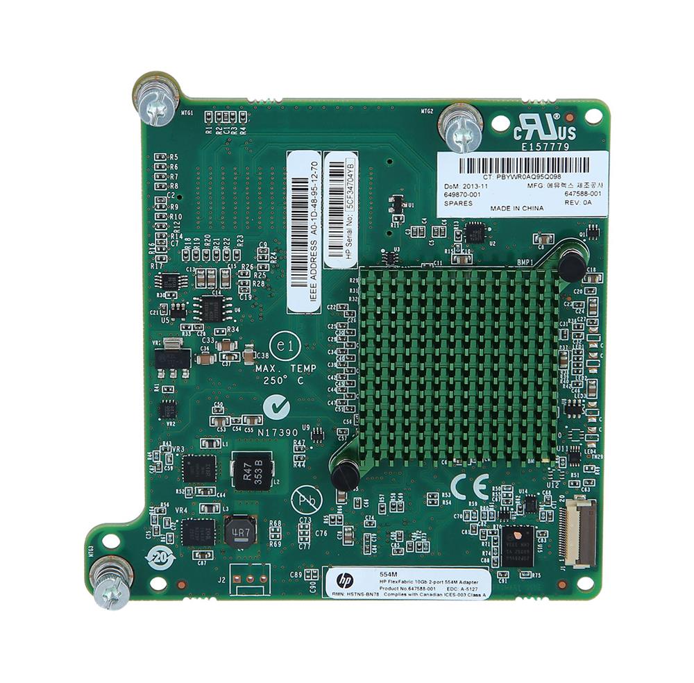647590-B21 HP FlexFabric 554M 2-Ports 10Gbps PCI Express 2.0 x8 Mezzanine Network Adapter