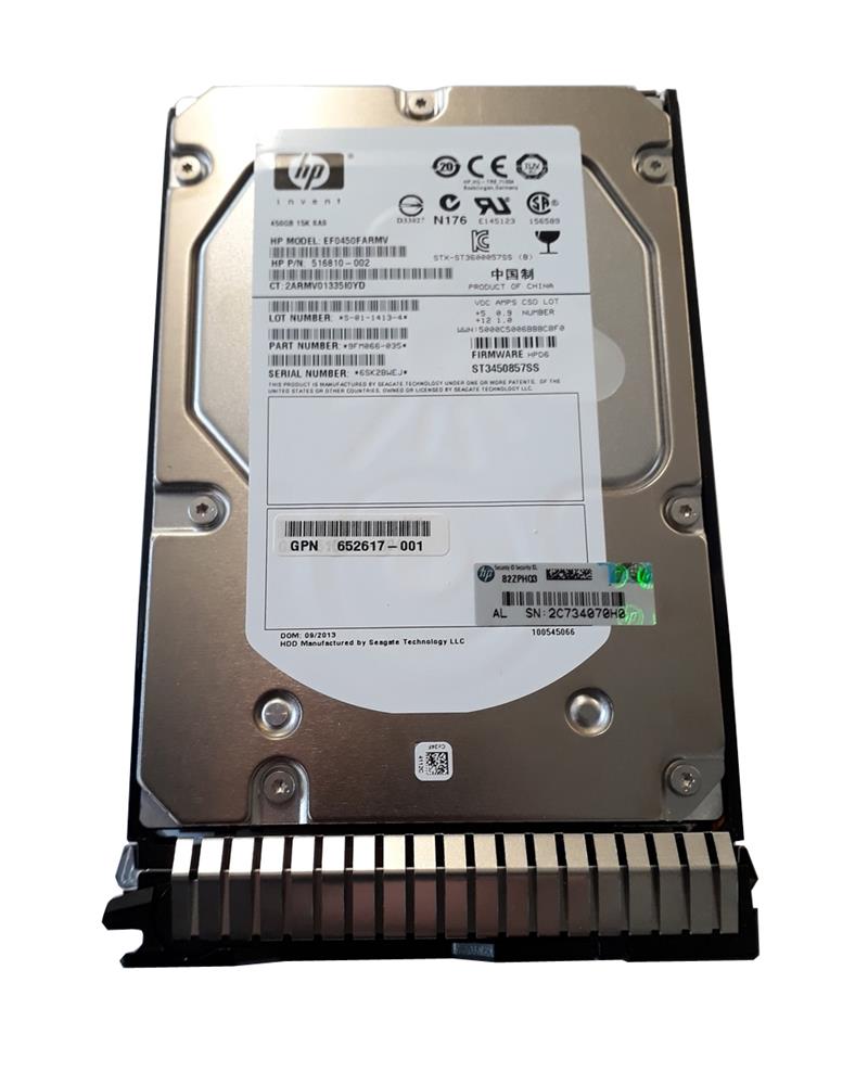 652617-001 HP 450GB 15000RPM SAS 6Gbps Dual Port Hot Swap 3.5-inch Internal Hard Drive
