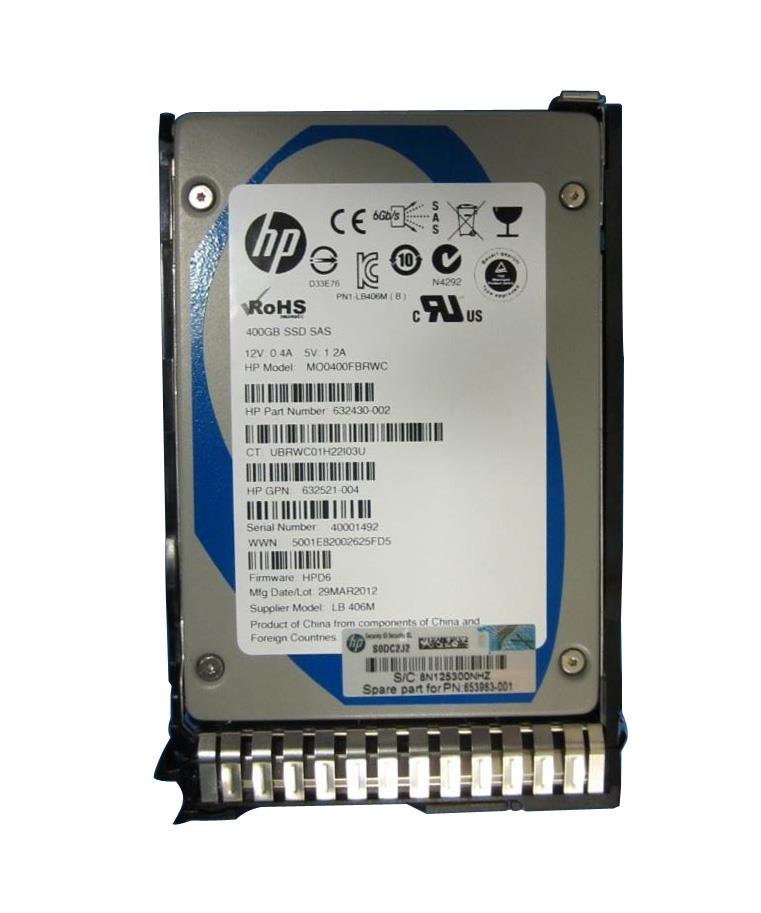 653963-001 HP 400GB MLC SAS 6Gbps Hot Swap 2.5-inch Internal Solid State Drive (SSD) with Smart Carrier