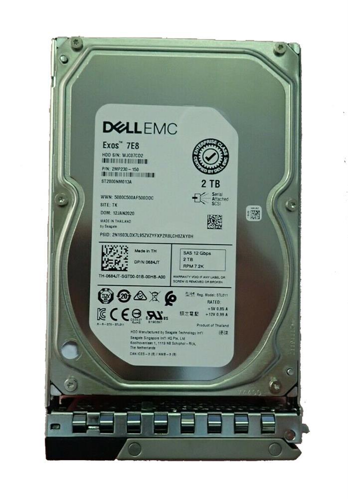 684JT Dell 2TB 7200RPM SAS 12Gbps 3.5-inch Internal Hard Drive