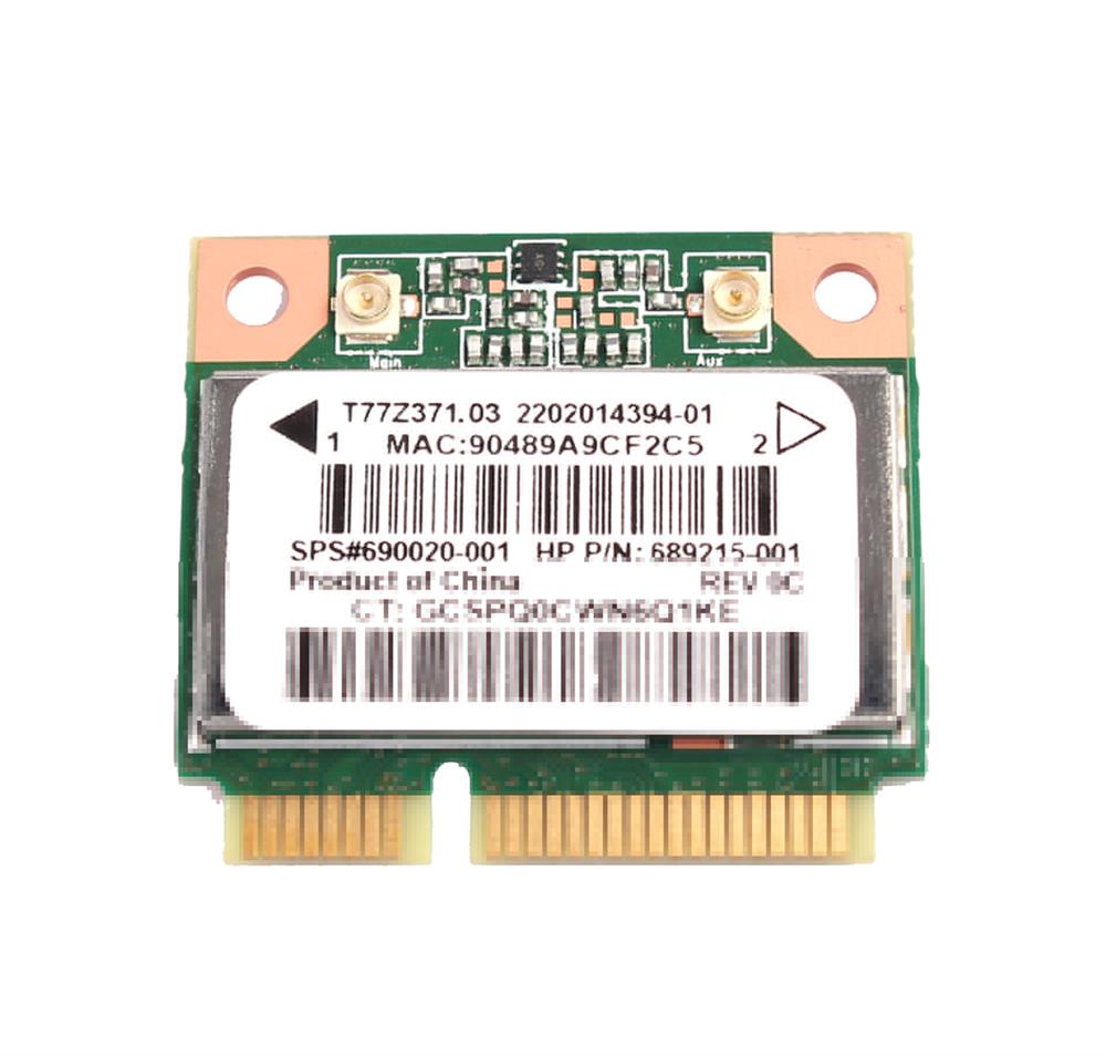 689215-001 HP 150Mbps 2.4GHz IEEE 802.11b/g/n Bluetooth 4.0 Mini PCI Express Wireless Network Card