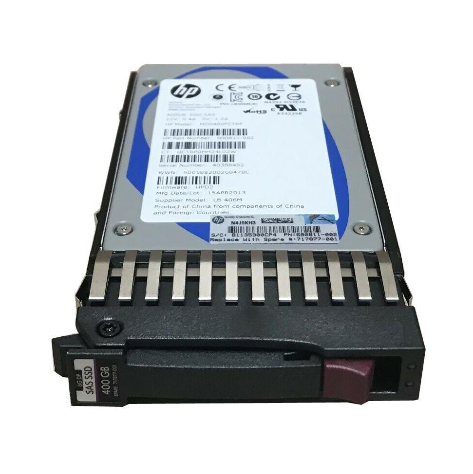 690811-003 HP 800GB MLC SAS 6Gbps Hot Swap Enterprise Mainstream 2.5-inch Internal Solid State Drive (SSD) with Smart Carrier