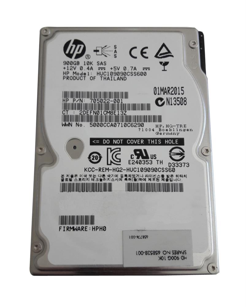 705022-001 HP 900GB 10000RPM SAS 6Gbps Dual Port 64MB Cache 2.5-inch Internal Hard Drive