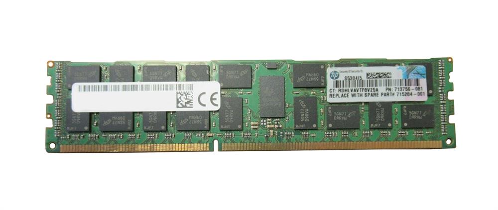 715284-001 HP 16GB PC3-12800 DDR3-1600MHz ECC Registered CL11 240-Pin DIMM 1.35V Low Voltage Dual Rank Memory Module