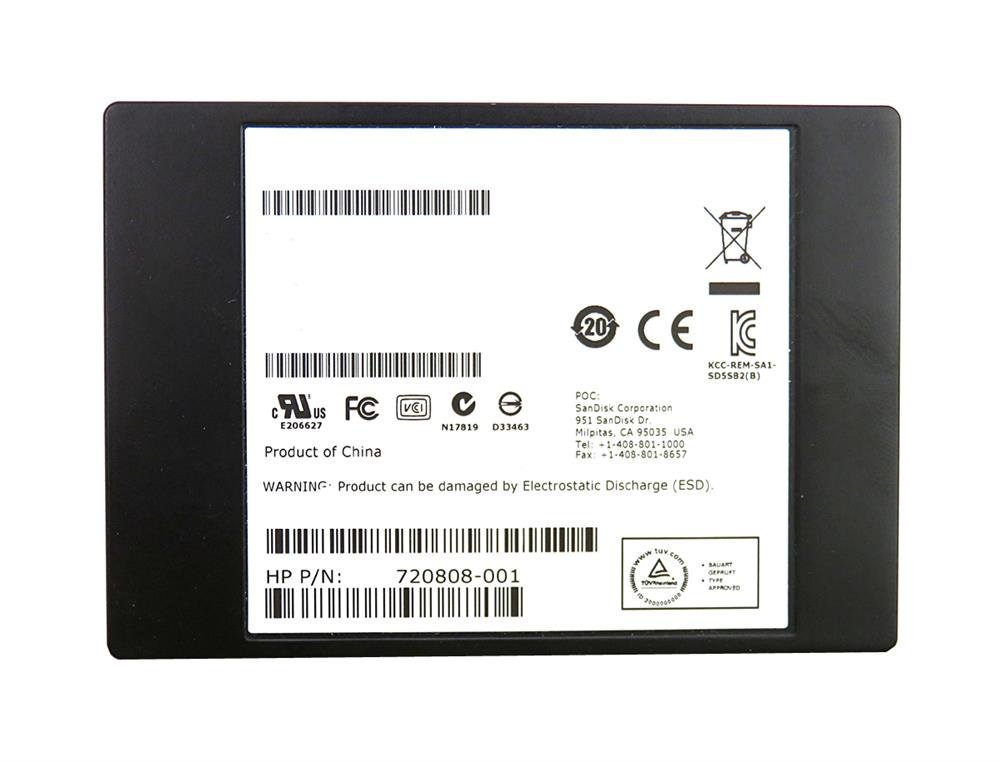 720808-001 HP 128GB MLC SATA 6Gbps 2.5-inch Internal Solid State Drive (SSD)