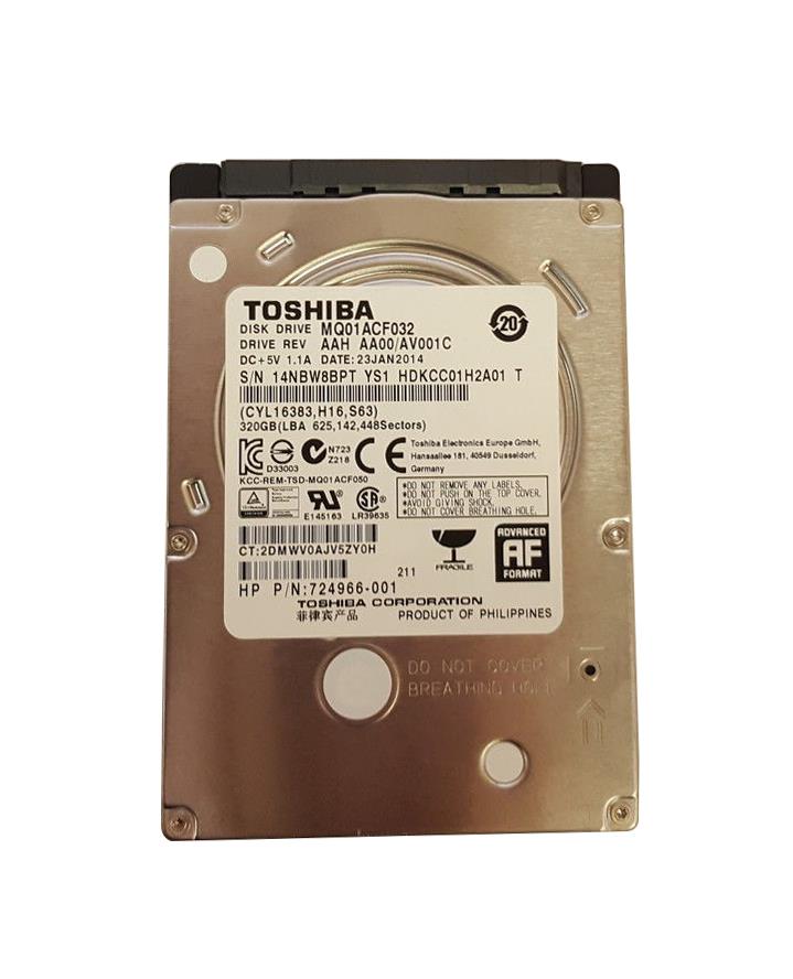 724966-001 HP 320GB 7200RPM SATA 6Gbps 16MB Cache 2.5-inch Internal Hard Drive