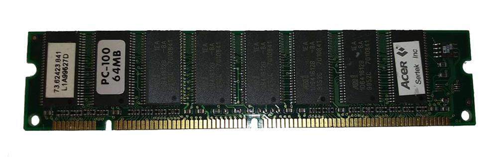 73.62423.841 Acer 64MB PC100 100MHz non-ECC Unbuffered CL2 3.3V 168-Pin DIMM Memory Module