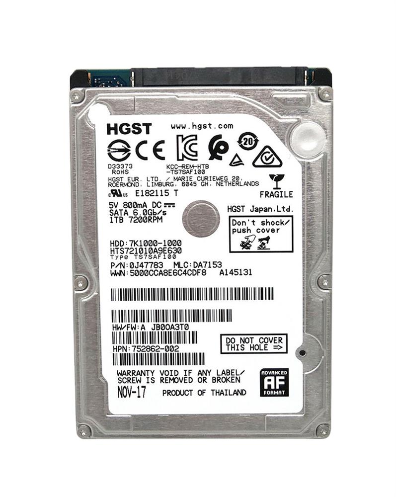 752862-002 HP 1TB 7200RPM SATA 6Gbps 2.5-inch Internal Hard Drive