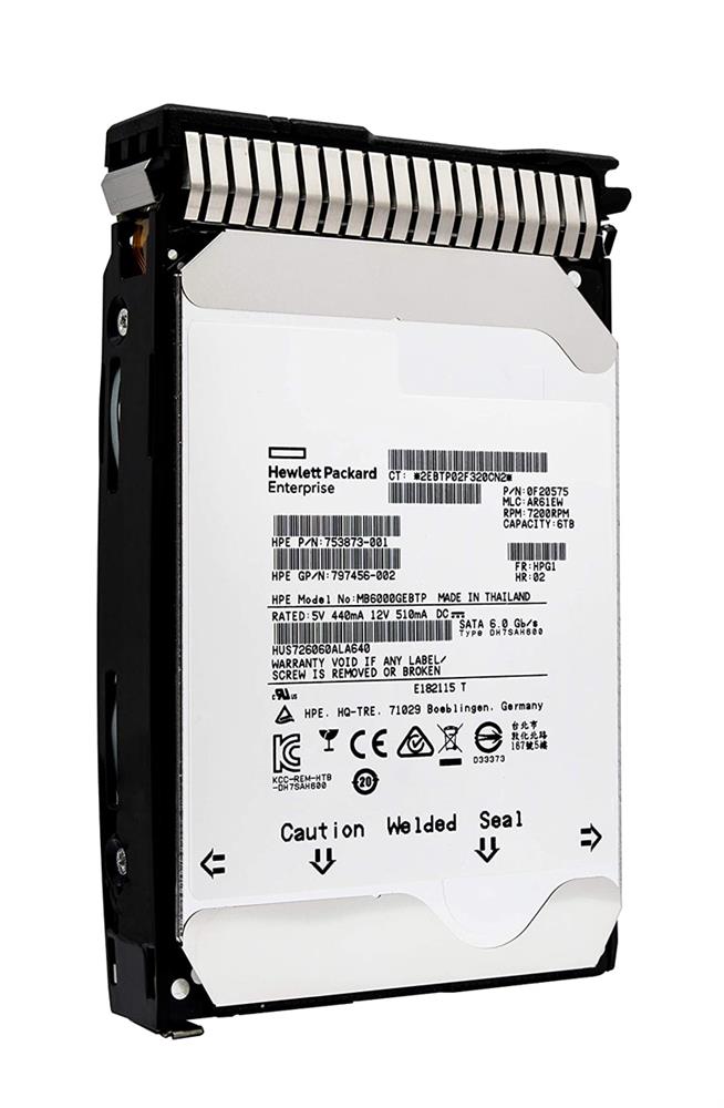 753873-001 HP 6TB 7200RPM SATA 6Gbps Midline 3.5-inch Internal Hard Drive with Smart Carrier