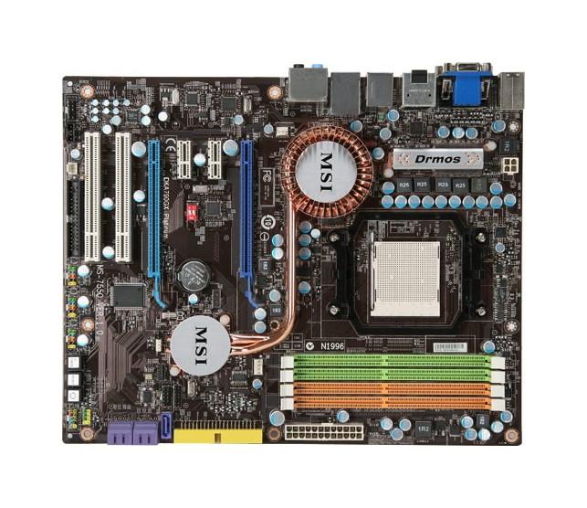 7550-013R MSI Socket AM2+ AMD 790GX + SB750 Chipset AMD Phenom X4/ Phenom X3/ AMD Athlon 64 FX/ Athlon 64 X2/ Athlon 64/ AMD Sempron Processors Support DDR2 4x DIMM 5x SATA 3.0Gb/s ATX Motherboard (Refurbished)