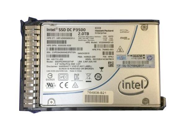 764908-B21 HPE 2TB MLC PCI Express 3.0 x4 NVMe Read Intensive 2.5-inch Internal Solid State Drive (SSD) with Smart Carrier-2 for ProLiant DL380 Gen9 Server