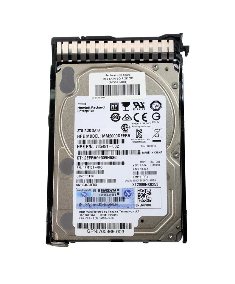 パトラ/A1376-2/ 765451-002 HP 2TB SATA 6.0 Gbps Hard Drive