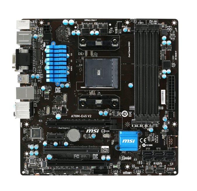 7721-204R MSI A78M-E45 V2 Socket FM2+ AMD A78 Chipset AMD A-Series/ Athlon Processors Support DDR4 4x DIMM 6x SATA 6.0Gb/s Micro-ATX Motherboard (Refurbished)