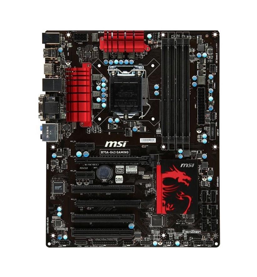 7758-080R MSI B75A-G43 Gaming Socket LGA 1155 Intel B75 Express Chipset Intel Core i7 Processors Support DDR3 4x DIMM 5x SATA2 3.0Gb/s ATX Motherboard (Refurbished)