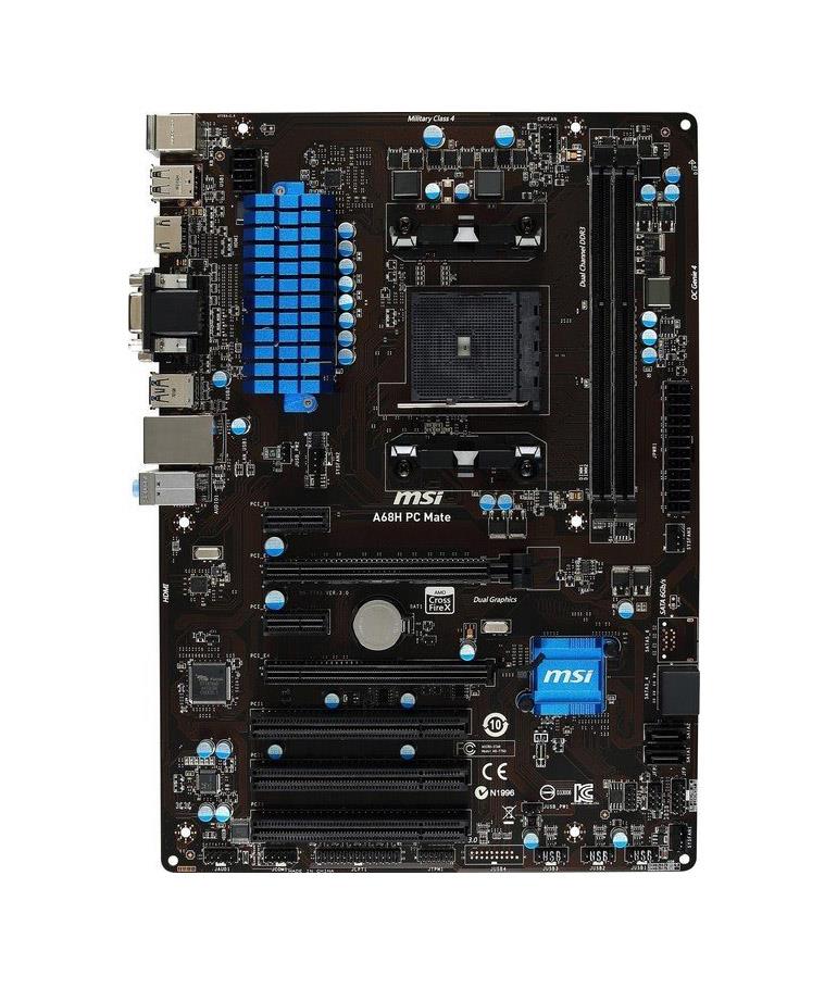 7793-045R MSI A68H PC MATE Socket FM2+ AMD A68H Chipset AMD A-Series/ Athlon Processors Support DDR3 2x DIMM 4x SATA 3.0Gb/s ATX Motherboard (Refurbished)