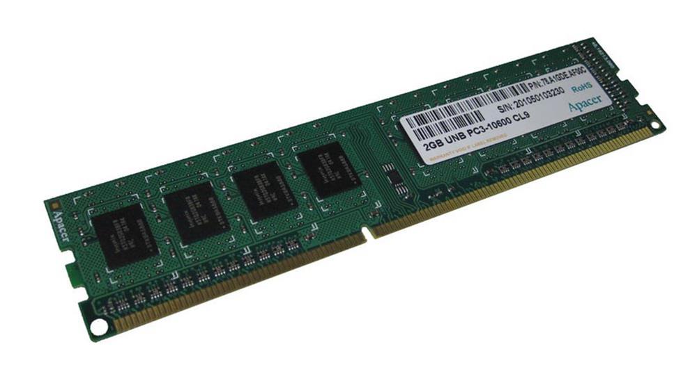 78.A1GDE.AF00C Apacer 2GB PC3-10600 DDR3-1333MHz CL9 non-ECC Unbuffered 240-Pin DIMM Memory Module