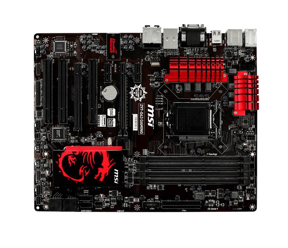 7816-004R MSI Z97-G43 GAMING Socket LGA 1150 Intel Z97 Express Chipset 4th/5th Generation Core i7 / i5 / i3 / Pentium / Celeron Processors Support DDR3 4x DIMM 4x SATA 6.0Gb/s ATX Motherboard (Refurbished)