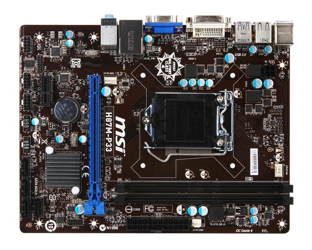 7817-020R MSI H87M-P33 Socket LGA 1150 Intel H87 Chipset Core i7 Processors Support DDR3 2x DIMM 4x SATA 3.0Gb/s Micro-ATX Motherboard (Refurbished)
