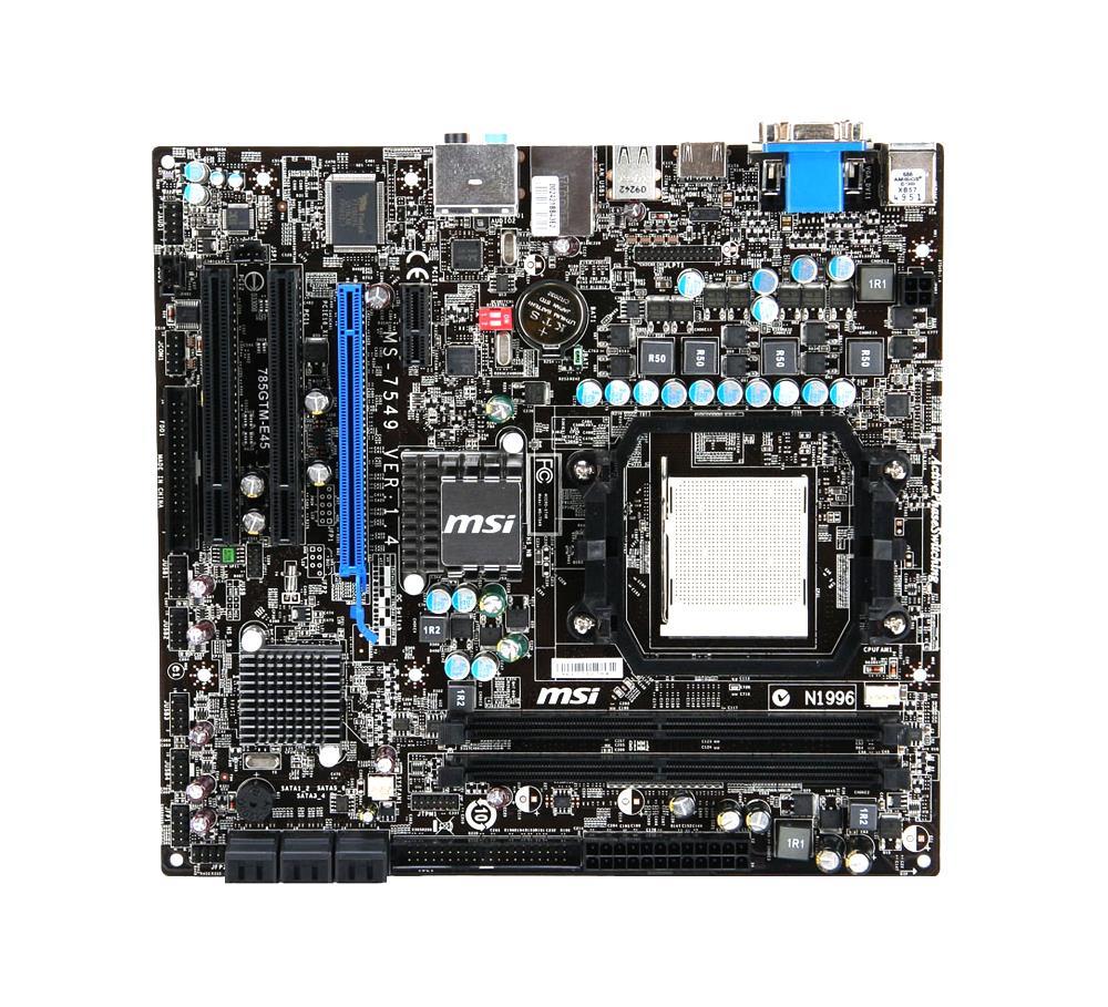 785GTM-E457549-018 MSI 785GTM-E45 Socket AM2+ AMD 785G + SB710 Chipset AMD Phenom II X4/ Phenom II X3/ Phenom II X2/ Phenom X4/ Phenom X3/ AMD Athlon II X2/ Athlon X2/ AMD Sempron Processors Support DDR2 2x DIMM 6x SATA2 3.0Gb/s Micro-ATX Motherboard (Refurbished)