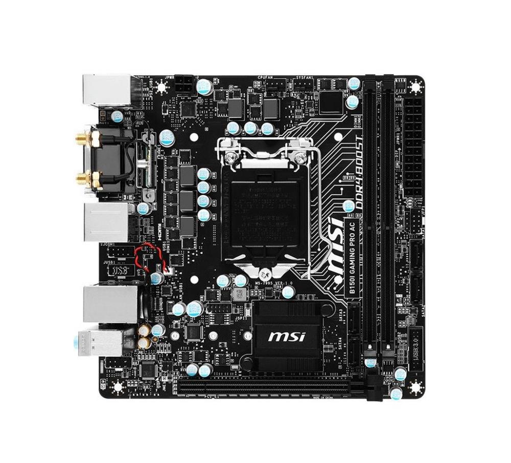 7995-001R MSI B150I GAMING PRO AC Socket 1151 Intel B150 Chipset 6th Generation Core i7 / i5 / i3 / Pentium / Celeron Processors Support DDR4 2x DIMM 4x SATA 6.0Gb/s Mini-ITX Motherboard (Refurbished)