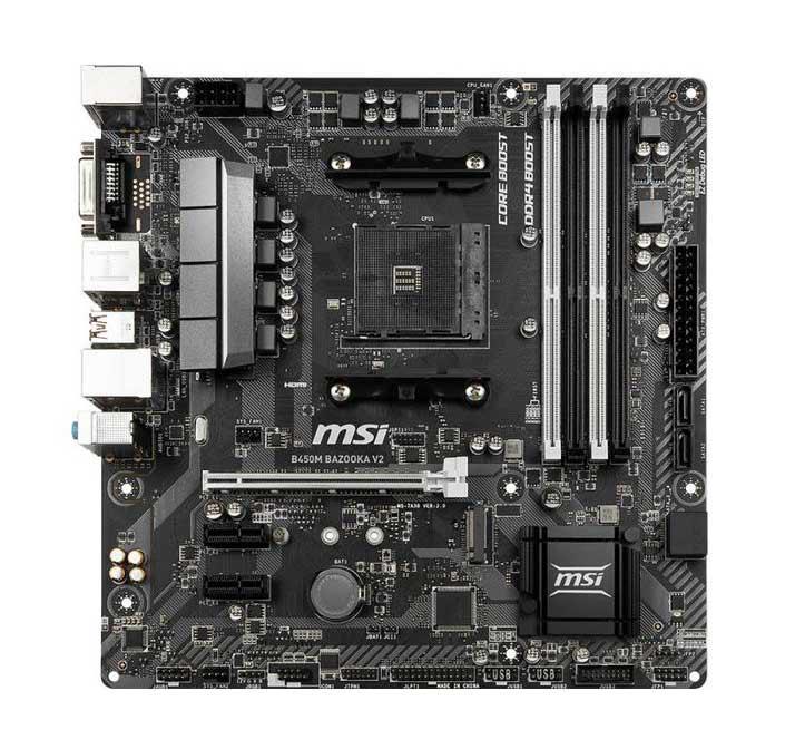 7A38-026R MSI B450M BAZOOKA V2 Socket AM4 AMD B450 Chipset AMD Ryzen Processors Support DDR4 4x DIMM 4x SATA 6.0Gb/s Micro-ATX Motherboard (Refurbished)