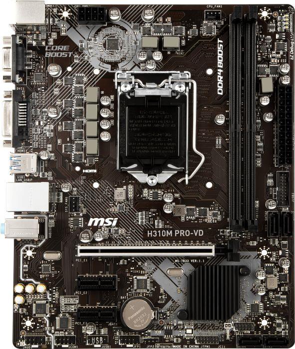 7B33-002R MSI H310M PRO-VD Socket LGA 1151 Intel H310 Chipset 9th/8th Generation Core i9 / Pentium Gold / Celeron Processors Support DDR4 2x DIMM 4x SATA 6.0Gb/s Micro-ATX Motherboard (Refurbished)