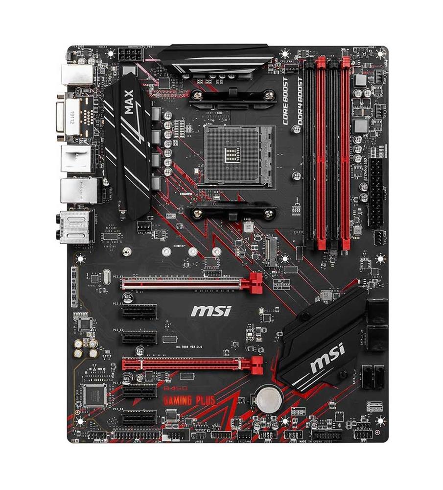 7B86-002R MSI B450 GAMING PLUS Socket AM4 AMD B450 Chipset AMD Ryzen 7 Processors Support DDR4 4x DIMM 6x SATA3 6.0Gb/s ATX Motherboard (Refurbished)