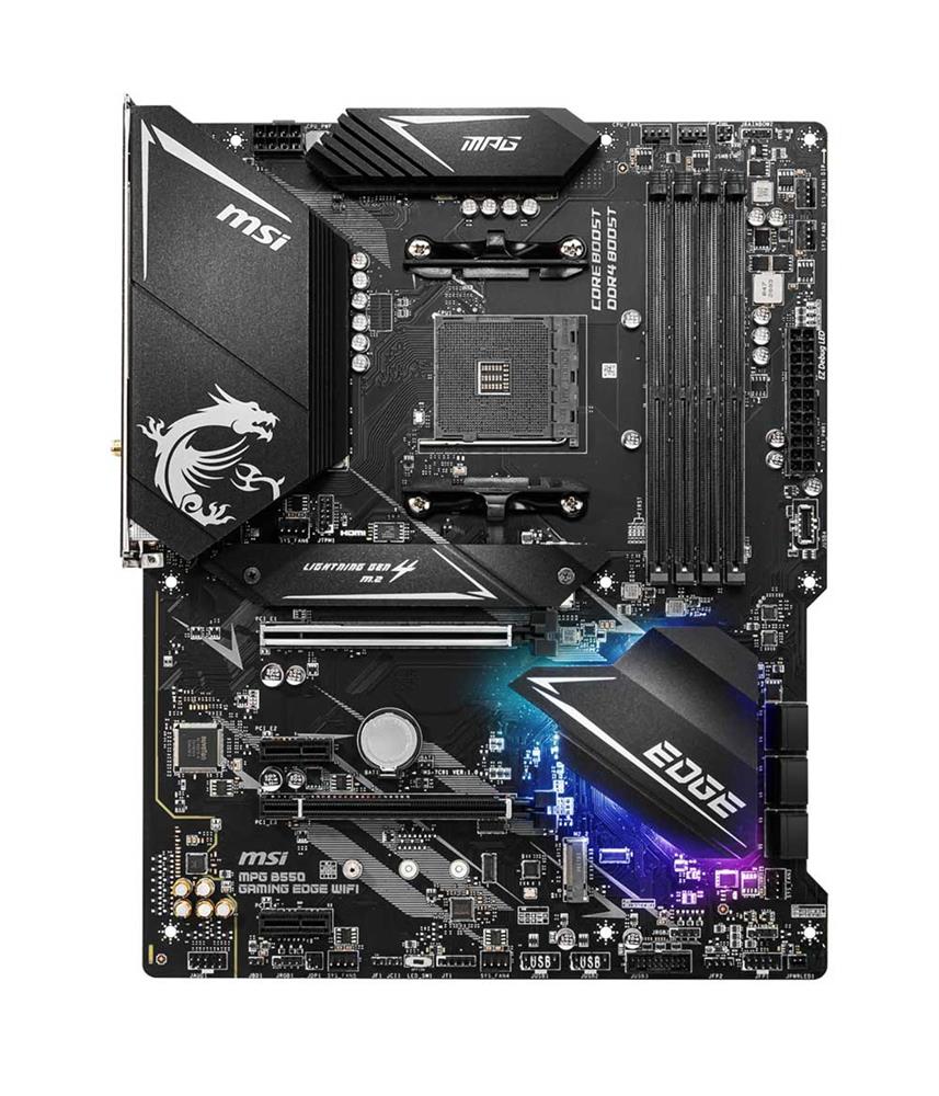 7C91-008R MSI MPG B550 GAMING EDGE WIFI Socket AM4 AMD B550 Chipset AMD Ryzen 5000/3000 And 4000 G-Series Processors Support DDR4 4x DIMM 6x SATA 6.0Gb/s ATX Motherboard (Refurbished)