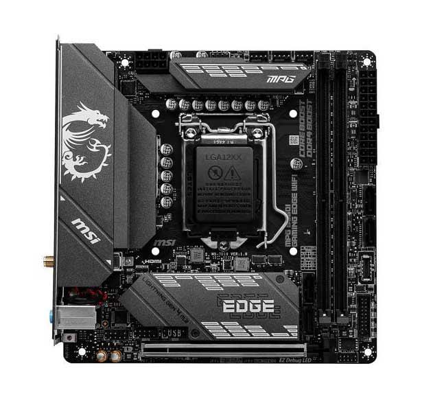 7D19-001R MSI MPG B560I GAMING EDGE WIFI Socket LGA 1200 Intel B560 Chipset Core / Pentium Gold / Celeron Processors Support DDR4 2x DIMM 6x SATA3 6.0Gb/s Mini-ITX Motherboard (Refurbished)