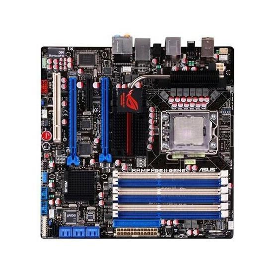 80-MIB850-G0A14 ASUS RAMPAGE II GENE Socket LGA 1366 Intel X58 + ICH10R Chipset Core i7 Processors Support DDR3 6x DIMM 7x SATA 3.0Gb/s Micro-ATX Motherboard (Refurbished)