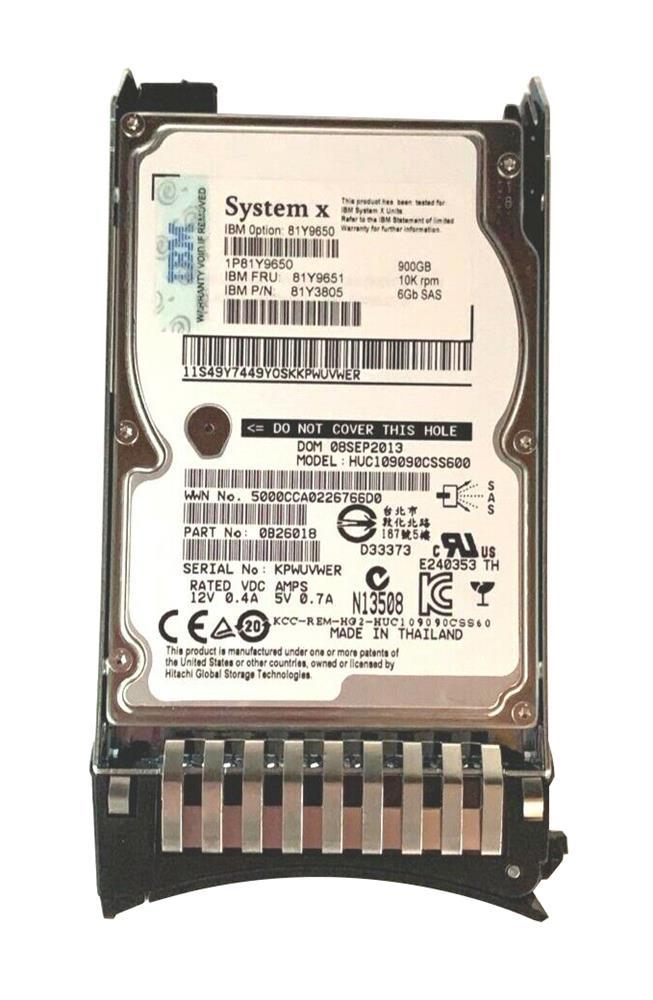81Y9650-RFB IBM 900GB 10000RPM SAS 6Gbps Hot Swap 2.5-inch Internal Hard Drive