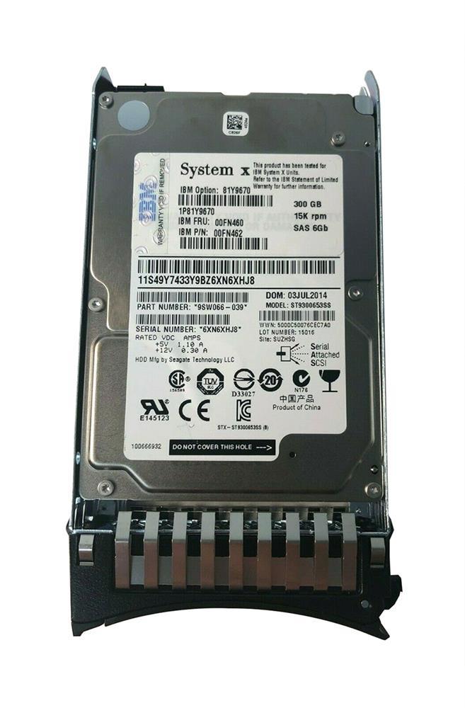 81Y9670 Lenovo 300GB 15000RPM SAS 6Gbps Hot Swap 64MB Cache 2.5-inch Internal Hard Drive for System X3350